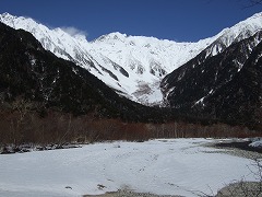 河童橋付近からの眺め　穂高連峰