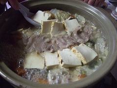 夕食のぼたん鍋