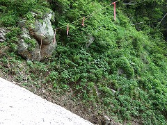 水場の近くの雪渓