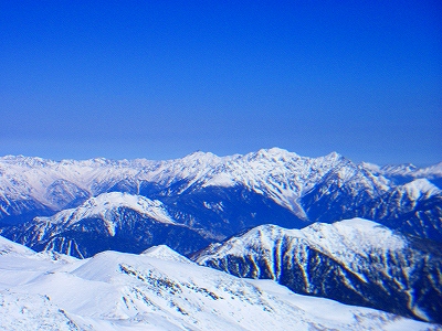 山頂からの眺望、穂高連峰