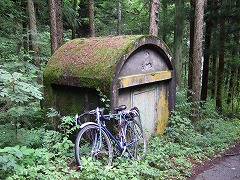 何かの人工物。かなり古い。文字がはがされている。