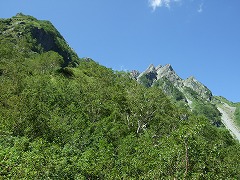 右のピークが前穂の3本槍